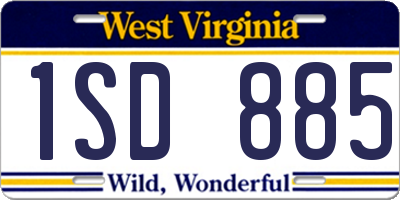 WV license plate 1SD885