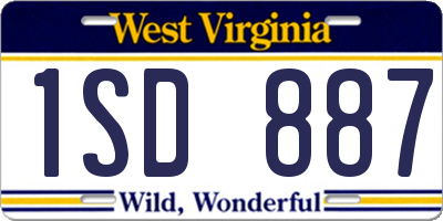 WV license plate 1SD887