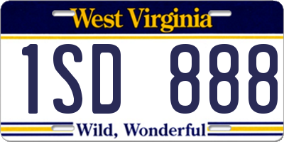 WV license plate 1SD888