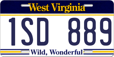 WV license plate 1SD889