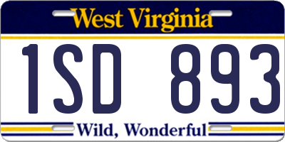 WV license plate 1SD893