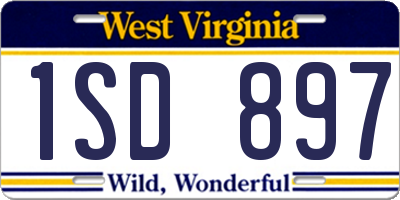 WV license plate 1SD897