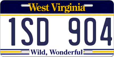 WV license plate 1SD904