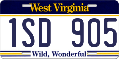 WV license plate 1SD905