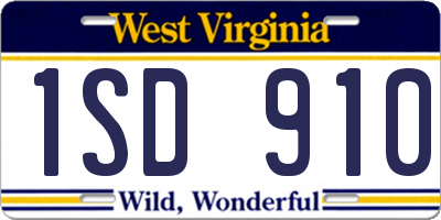 WV license plate 1SD910