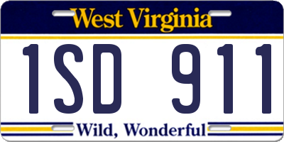 WV license plate 1SD911