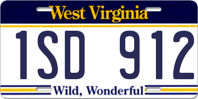WV license plate 1SD912