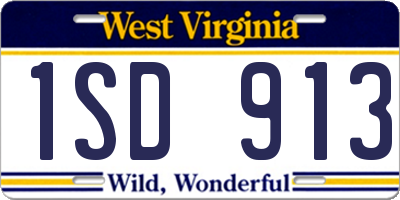 WV license plate 1SD913
