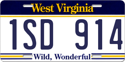 WV license plate 1SD914
