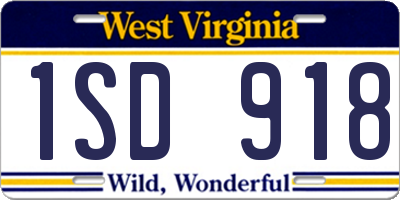 WV license plate 1SD918