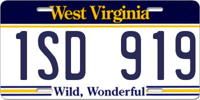 WV license plate 1SD919