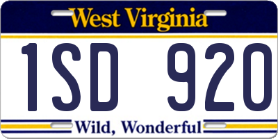 WV license plate 1SD920