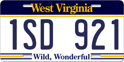 WV license plate 1SD921