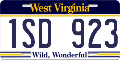WV license plate 1SD923