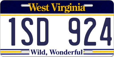 WV license plate 1SD924