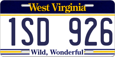 WV license plate 1SD926