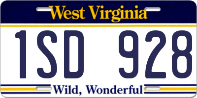 WV license plate 1SD928