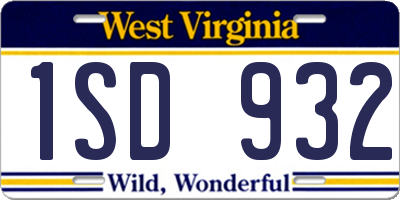WV license plate 1SD932
