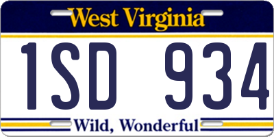 WV license plate 1SD934