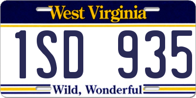 WV license plate 1SD935