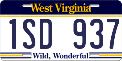 WV license plate 1SD937