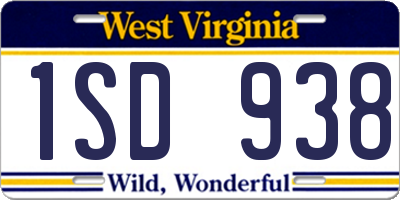 WV license plate 1SD938