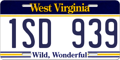 WV license plate 1SD939