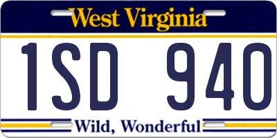 WV license plate 1SD940