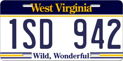 WV license plate 1SD942