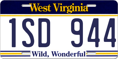 WV license plate 1SD944