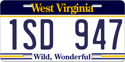 WV license plate 1SD947