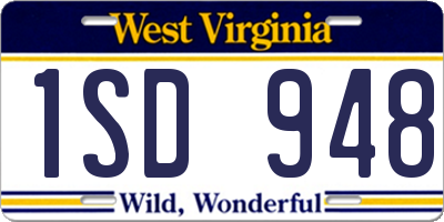 WV license plate 1SD948