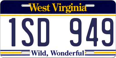 WV license plate 1SD949