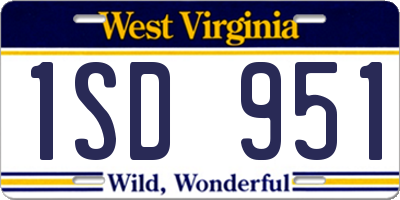 WV license plate 1SD951