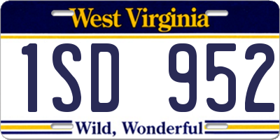 WV license plate 1SD952