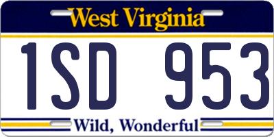 WV license plate 1SD953