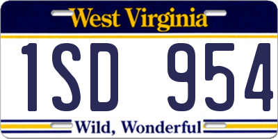 WV license plate 1SD954