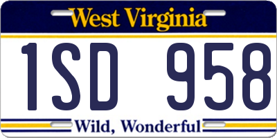 WV license plate 1SD958
