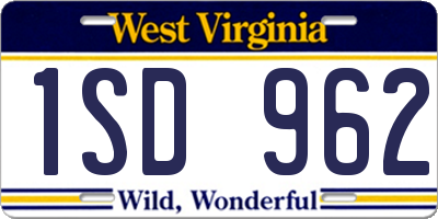 WV license plate 1SD962