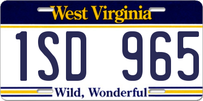 WV license plate 1SD965