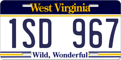 WV license plate 1SD967