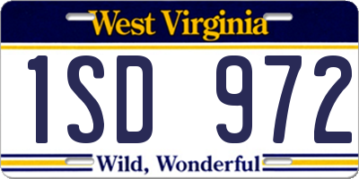 WV license plate 1SD972