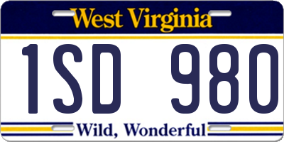 WV license plate 1SD980