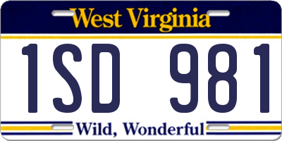 WV license plate 1SD981