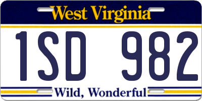 WV license plate 1SD982