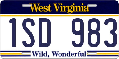 WV license plate 1SD983