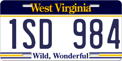 WV license plate 1SD984