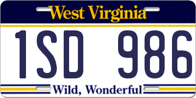 WV license plate 1SD986
