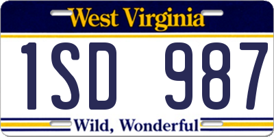WV license plate 1SD987