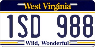 WV license plate 1SD988